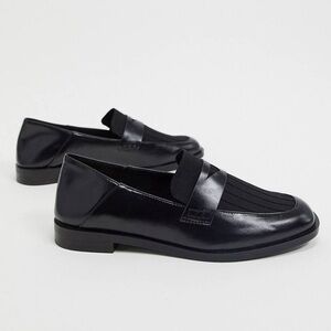 Stradivarius Women's Black Knit Leather Loafer